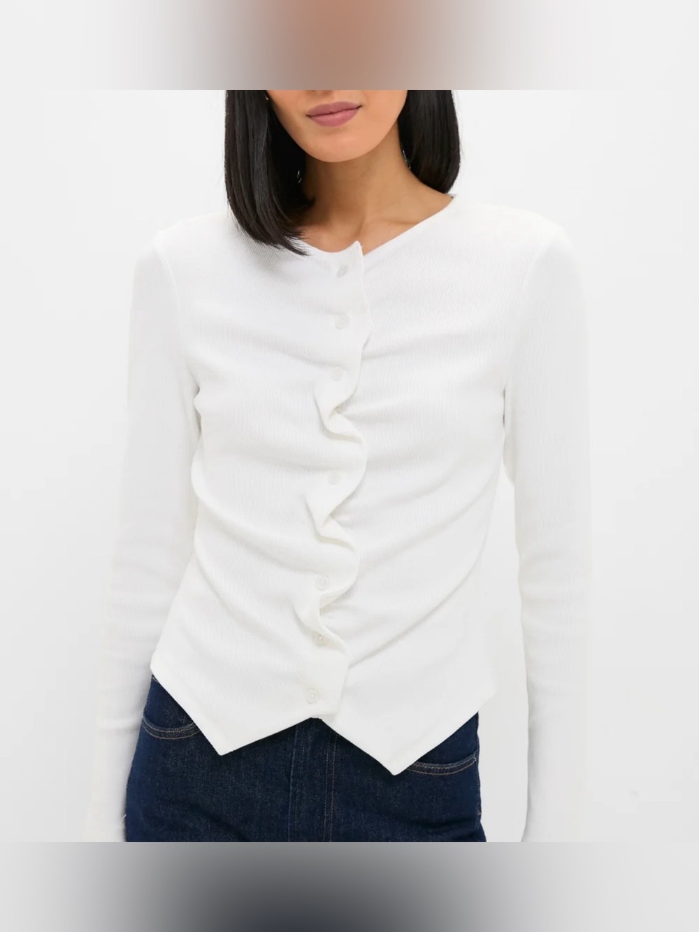 Veronica Beard New White Ruched Jasminah Top w/ Buttons Ribbed Split Hem Upscale